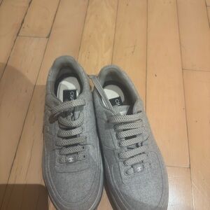 CHANEL Gray Wool Low-Top Sneakers